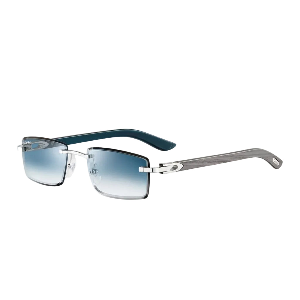 Cartier Elongated C de Motif Men Rimless Blue Gradient Sunglasses