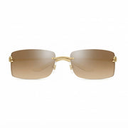 Cartier Panthère de C Unisex Rectangular Rimless Gold / Brown Sunglasses