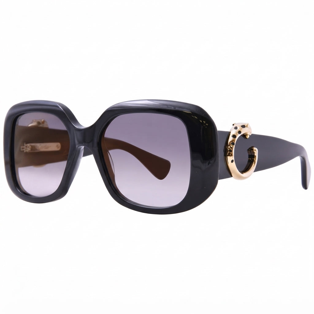 Cartier Panthère de C Women Black/Grey Rectangle Sunglasses