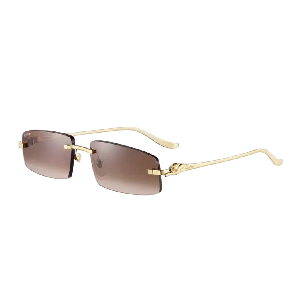 Cartier Panthère De Rimless Unisex Gradient Brown / Smoke Sunglasses