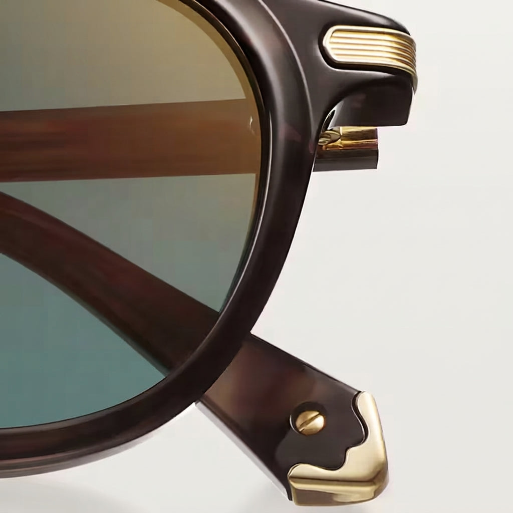 Cartier Première de C Men Tortoiseshell Green & Gold Sunglasses