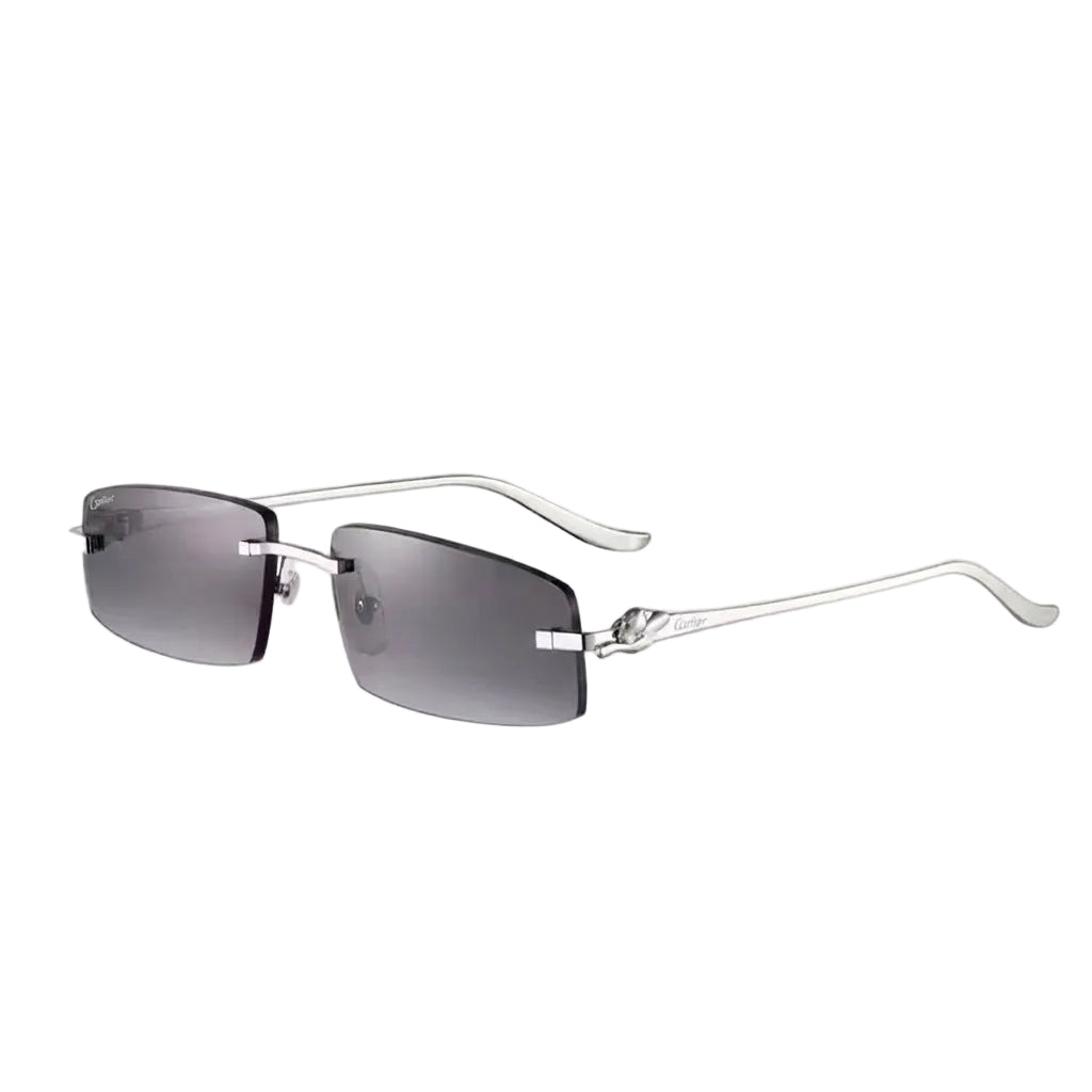 Cartier Panthère De Rimless Unisex Rectangle Grey Gradient Sunglasses