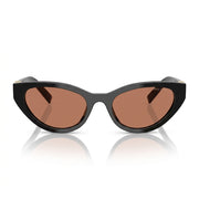 Miu Miu Women MU A04S Cat-Eye Glossy Black / Amber Brown Sunglasses 