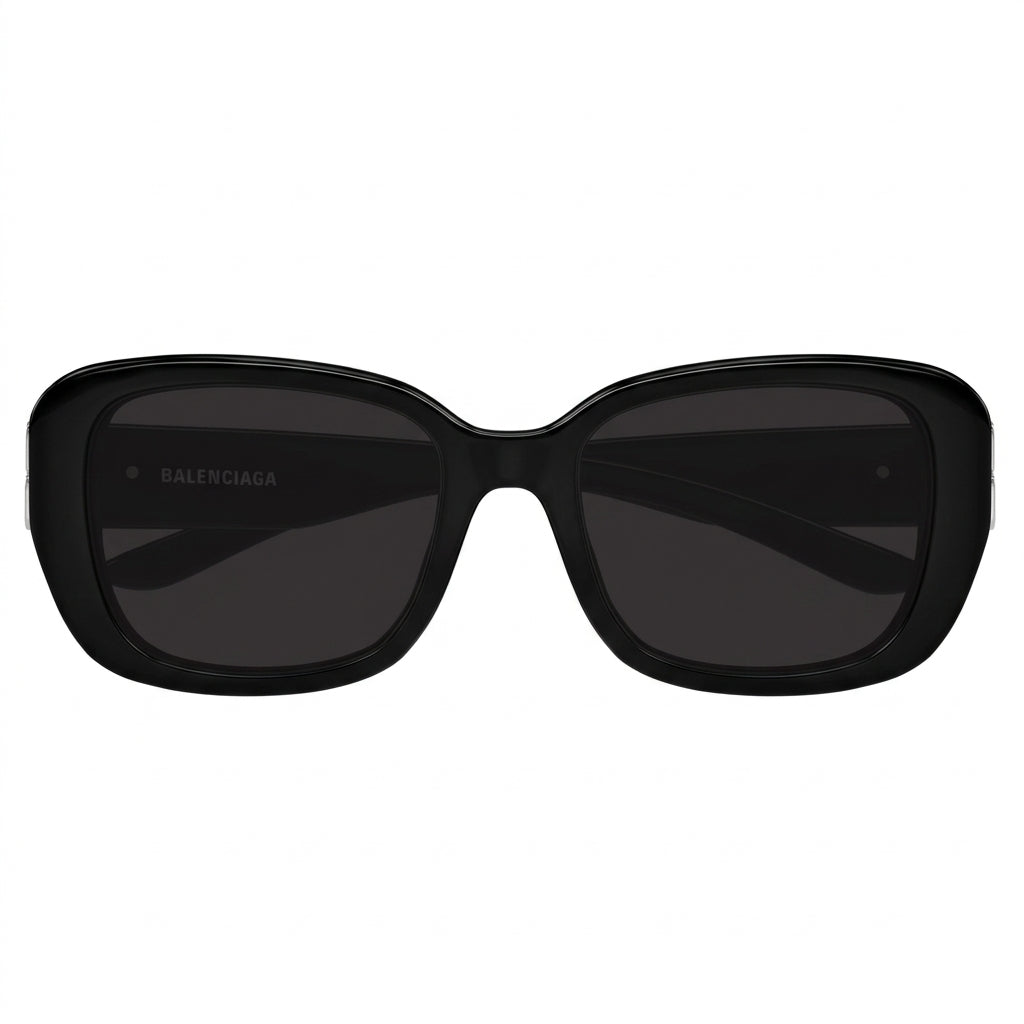 Balenciaga Women BB0508SK Everyday Rectangular Black / Silver Sunglasses