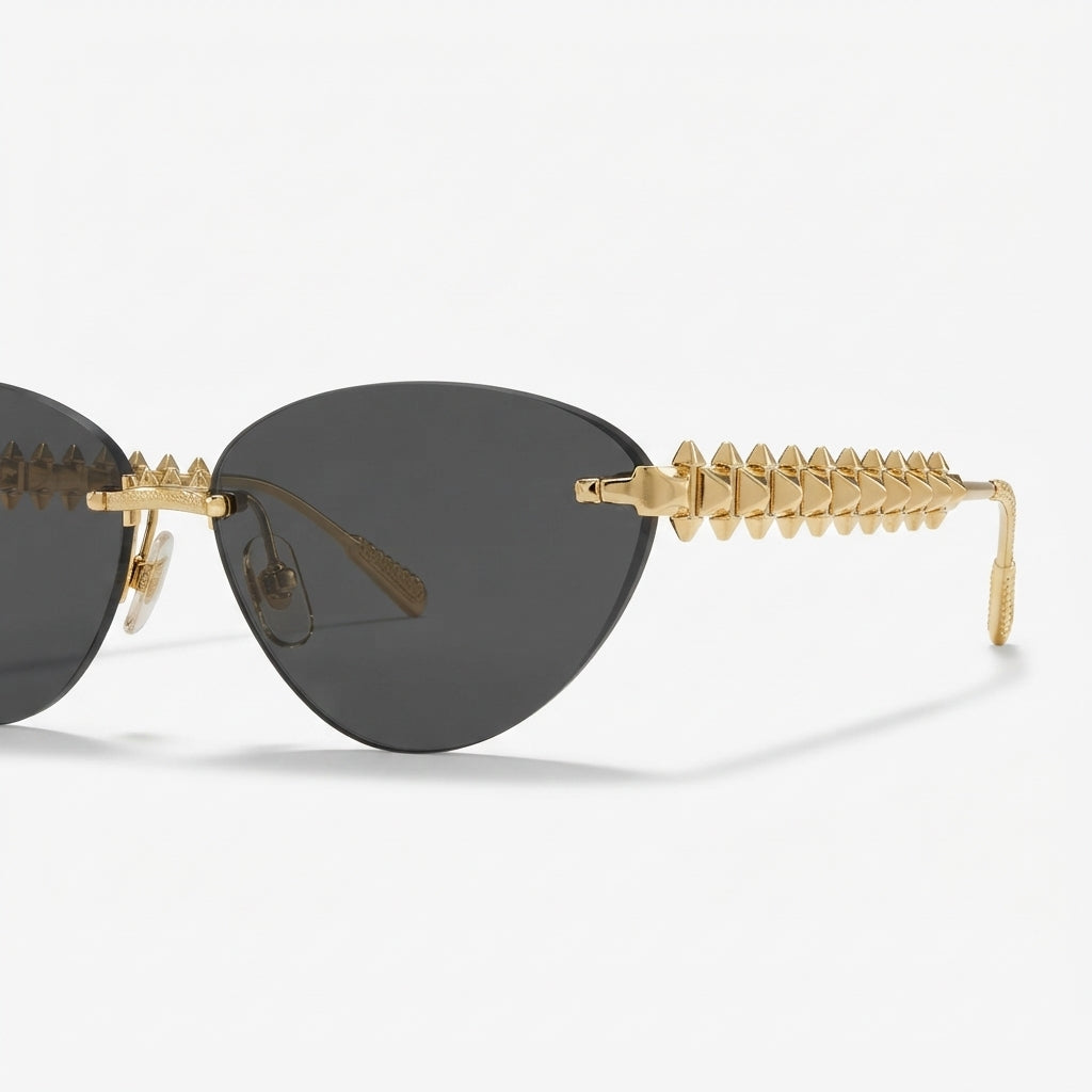 Cartier Clash de C Women Rimless Studded Temple Dark Grey Sunglasses