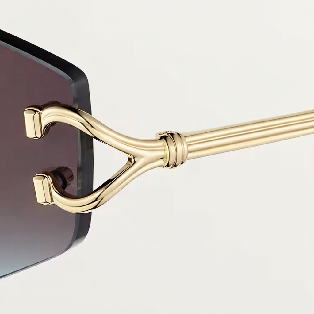 Cartier Classic C Motif Men Rimless Hexagonal Blue-Pink Gradient Sunglasses