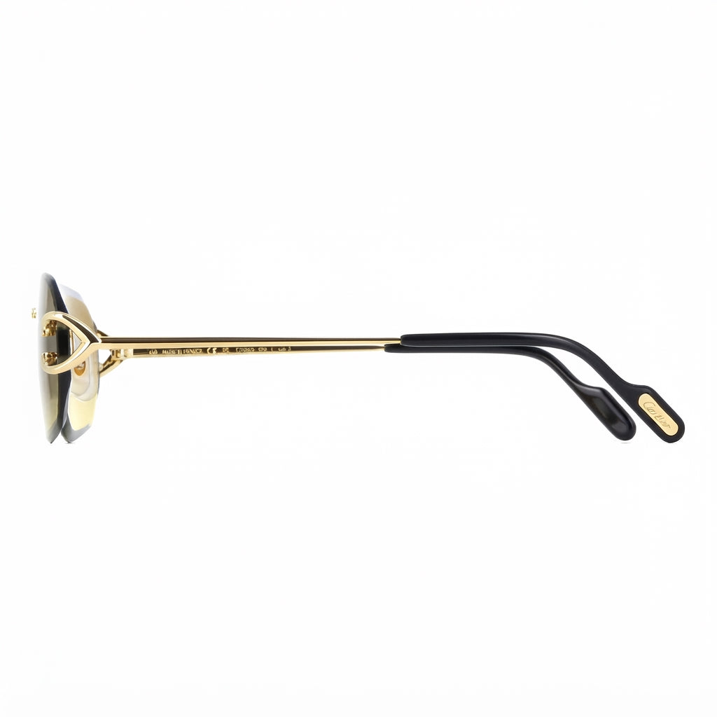 Cartier Premiere de Cartier Unisex Rimless Rectangular Gold/Brown Gradient Sunglasses