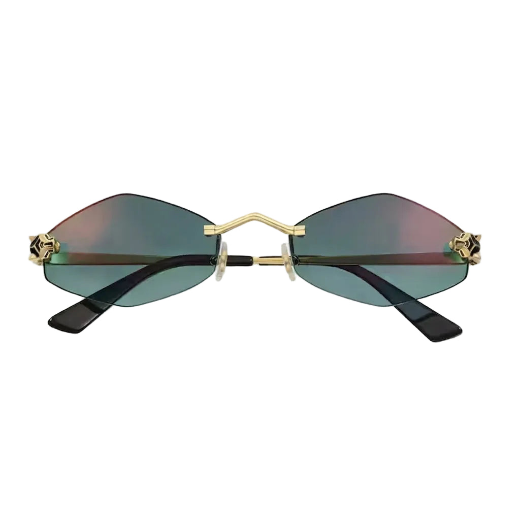 Cartier Panthère de Unisex Rimless Hexagonal Blue Gradient Tint Sunglasses
