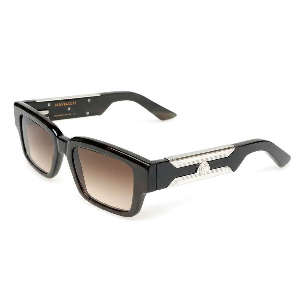 Maybach THE BLAZE I Luxury Coffee Buffalo Horn Palladium / Umber Brown Gradient Sunglasses