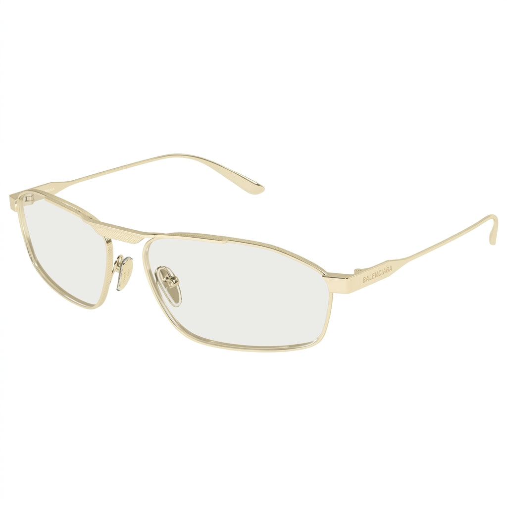 Balenciaga Men BB0416S 007 Gold / Clear Geometric Metal Sunglasses