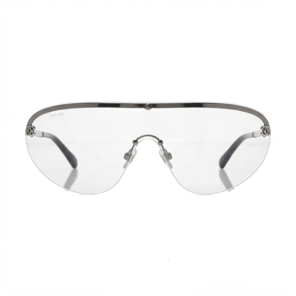 Chanel Women Shield Mask Frame Silver Sunglasses 9390