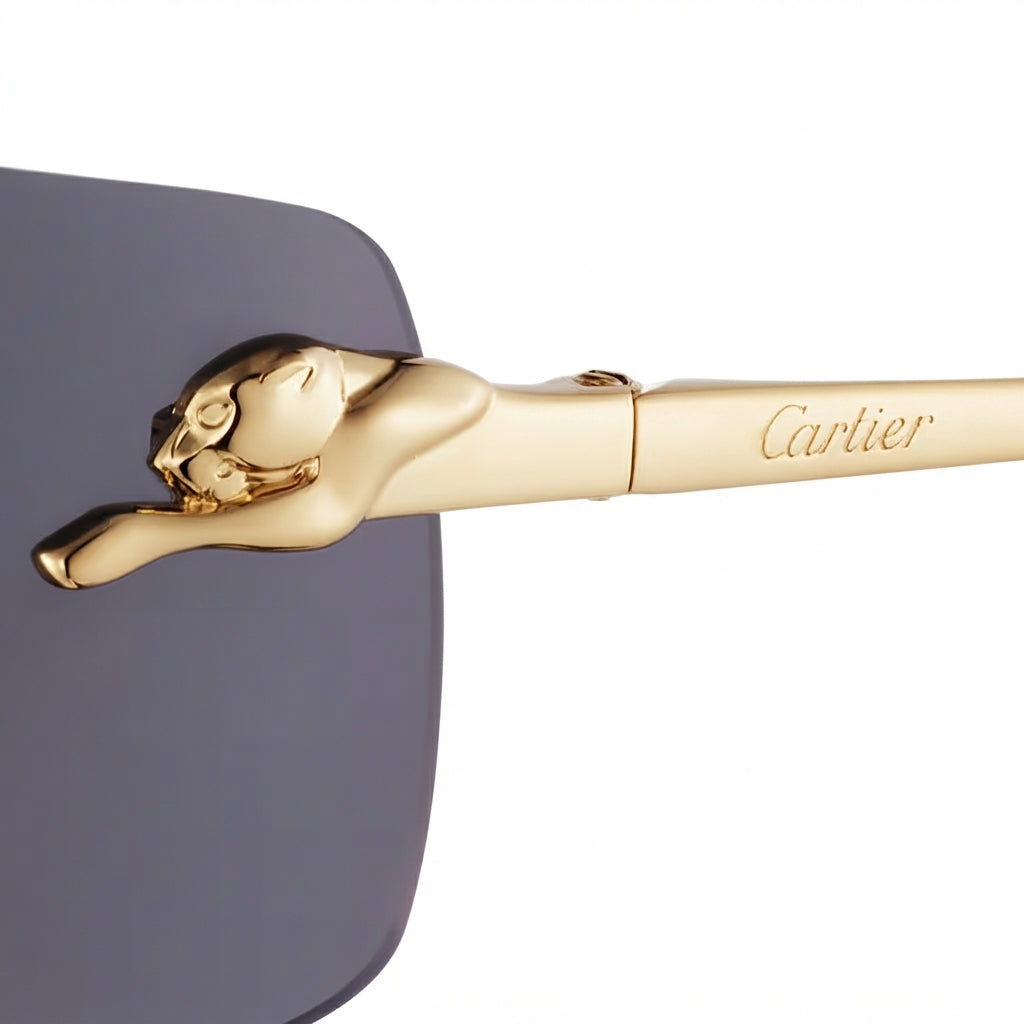 Cartier Panthère de C Unisex Rectangular Rimless Gradient Grey Sunglasses