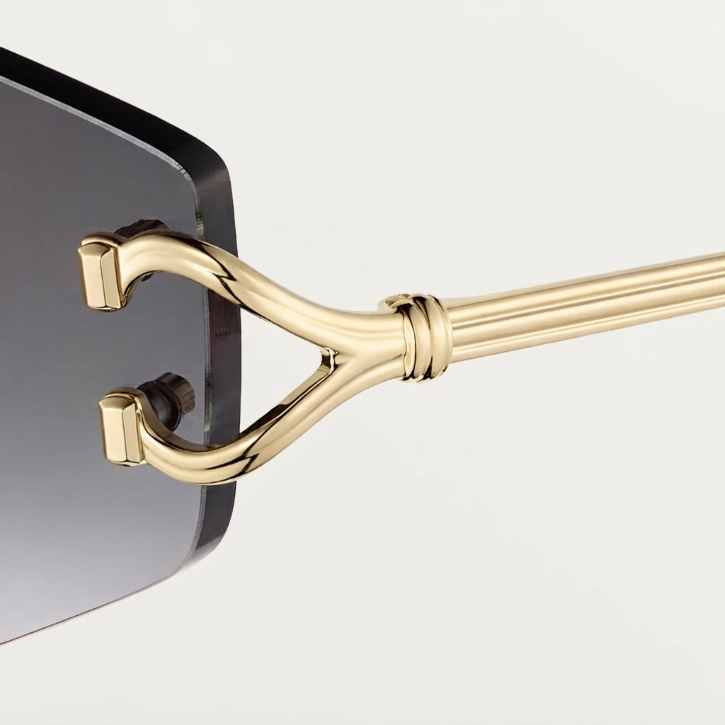 Cartier Classic C Motif Men Rimless Hexagonal Grey Gradient Sunglasses