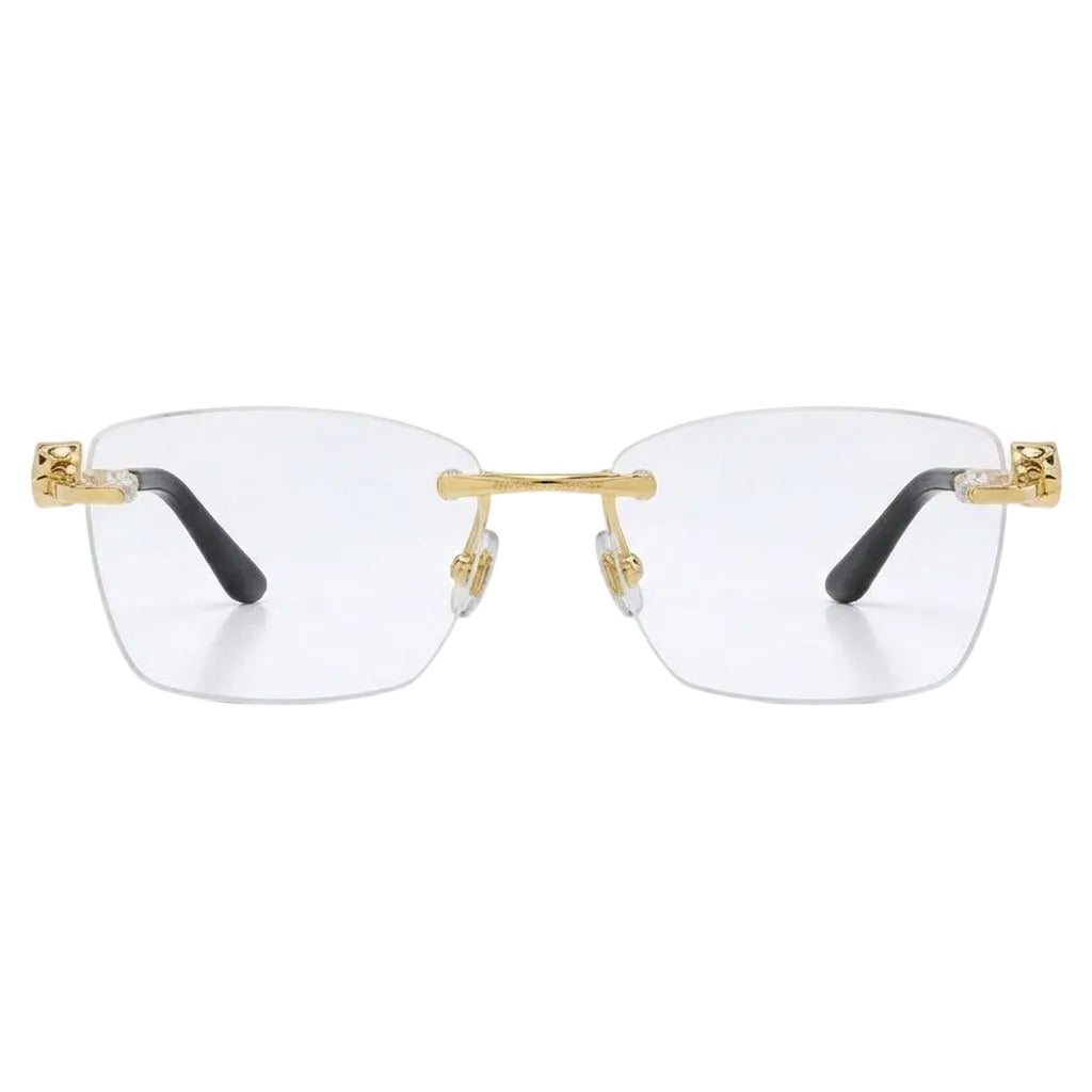 Cartier Panthère de C Unisex Rimless Optical Glasses Gold Finish Temple