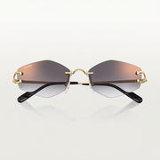 Cartier Classic C Motif Men Rimless Hexagonal Grey Gradient Sunglasses