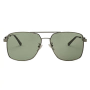 Balenciaga Men Tag BB0116SA Dark Silver / Green Double-Bridge Square Aviator Sunglasses