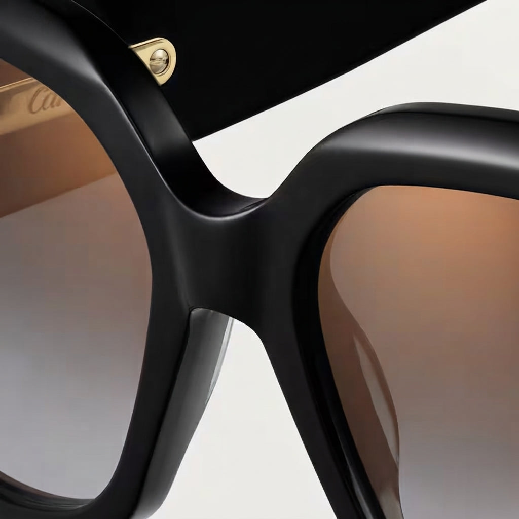 Cartier Panthère de C Motif Square Women Black Sunglasses