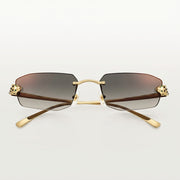Cartier Panthère de Unisex Rimless Rectangular Grey Gradient Sunglasses