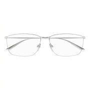 Balenciaga Men BB0415O Ultra-Thin Metal Rectangle Silver Eyeglasses