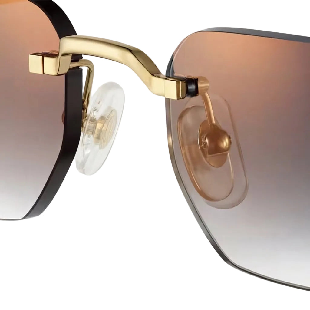 Cartier Elongated C de Motif Men Rimless Brown Gradient Sunglasses