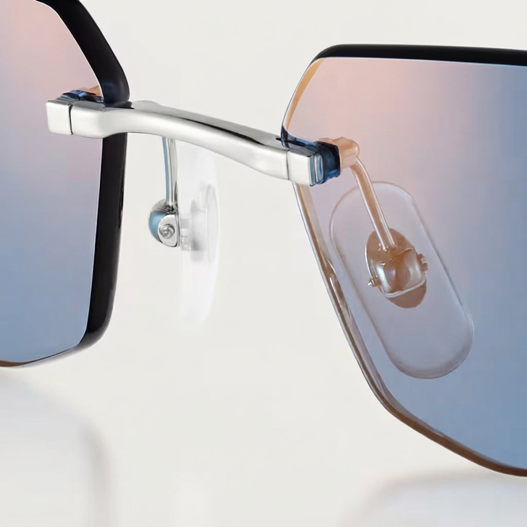 Cartier Panthère de Women Rimless Rectangular Blue Sunglasses