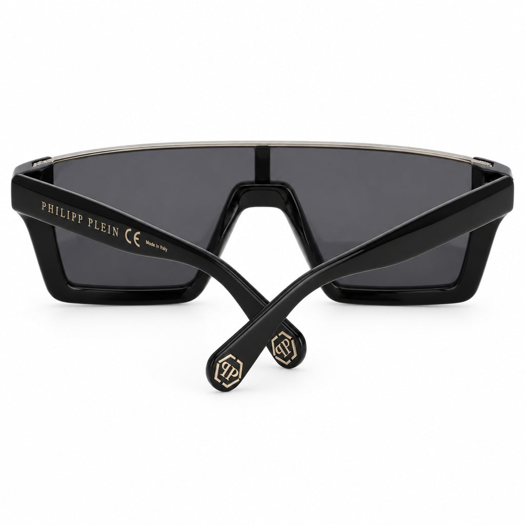 Philipp Plein Men Shelter SPP006M 700G Black / Silver Mirror Sunglasses
