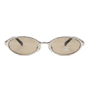 hanel Women Oval Silver Frame Gray Tinted Sunglasses