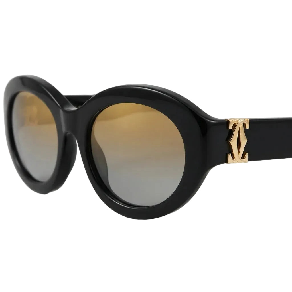 Cartier Signature C de Motif Women Black Sunglasses