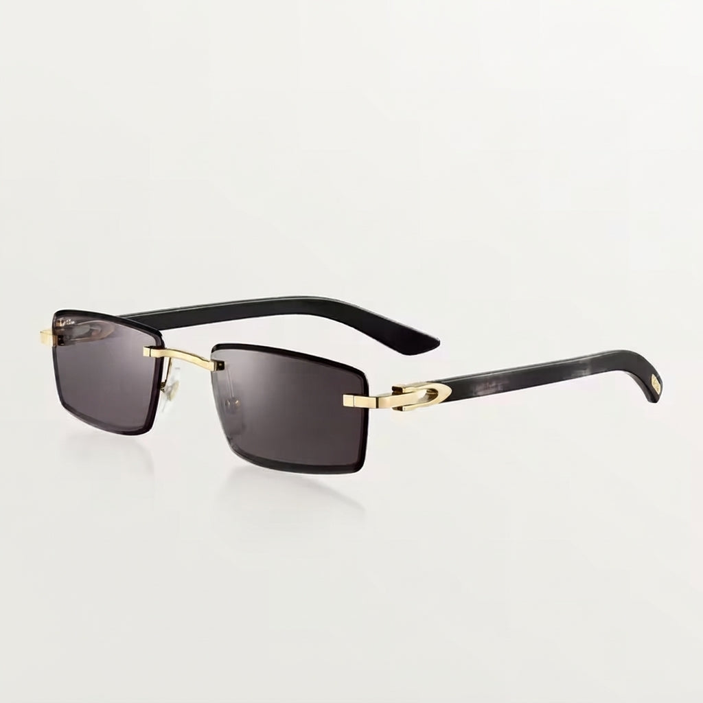 Cartier Elongated C de Motif Men Rimless Black Sunglasses