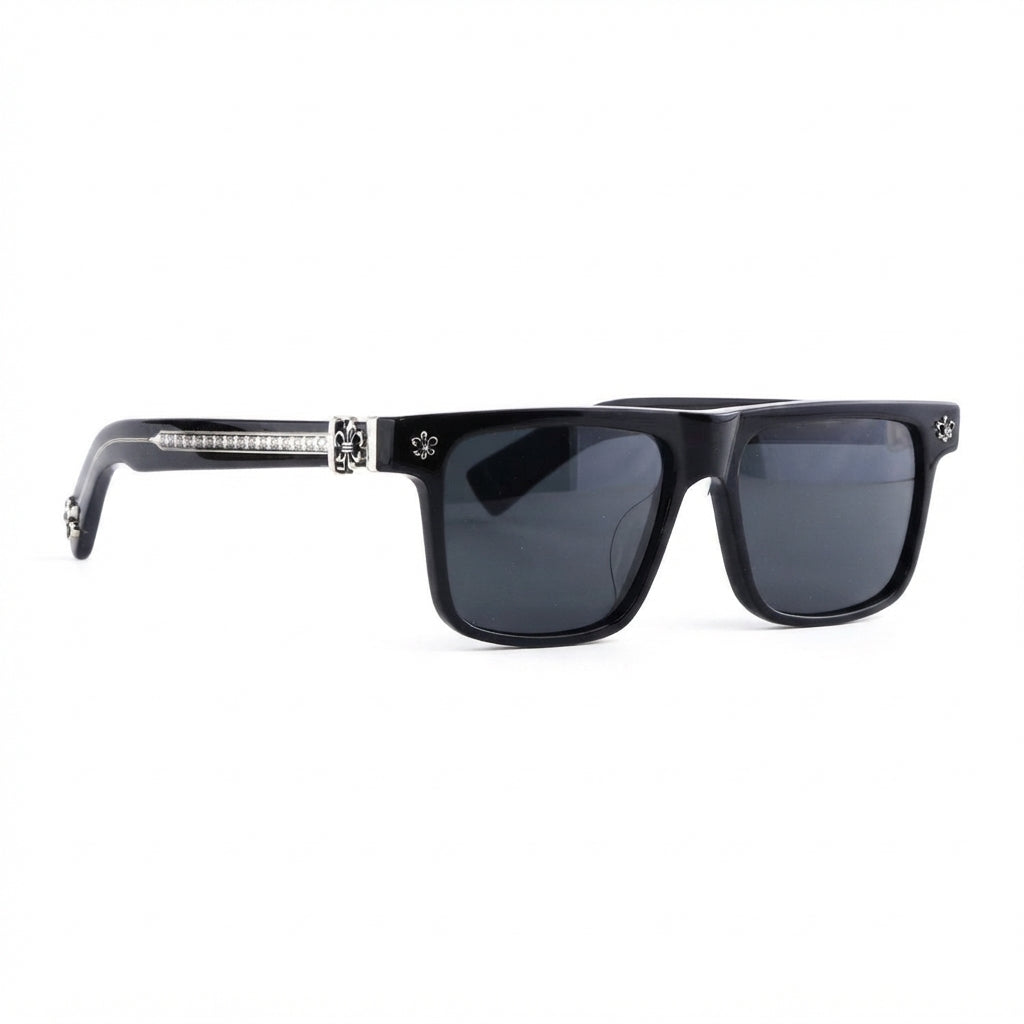 Chrome Hearts Unisex Box Lunch-A 1855 Black & Silver Gothic Sunglasses