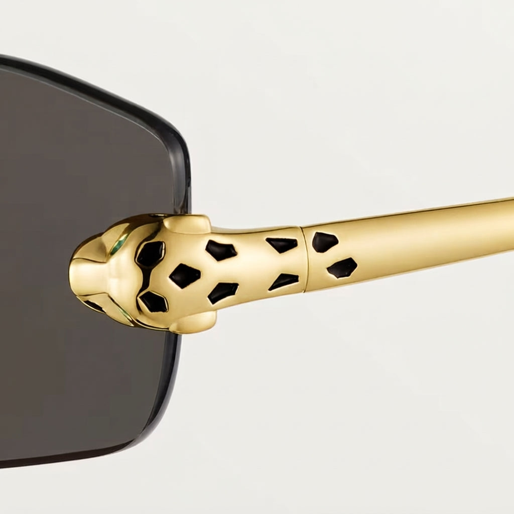 Cartier Panthère de Unisex Rimless Rectangular Grey Gradient Sunglasses