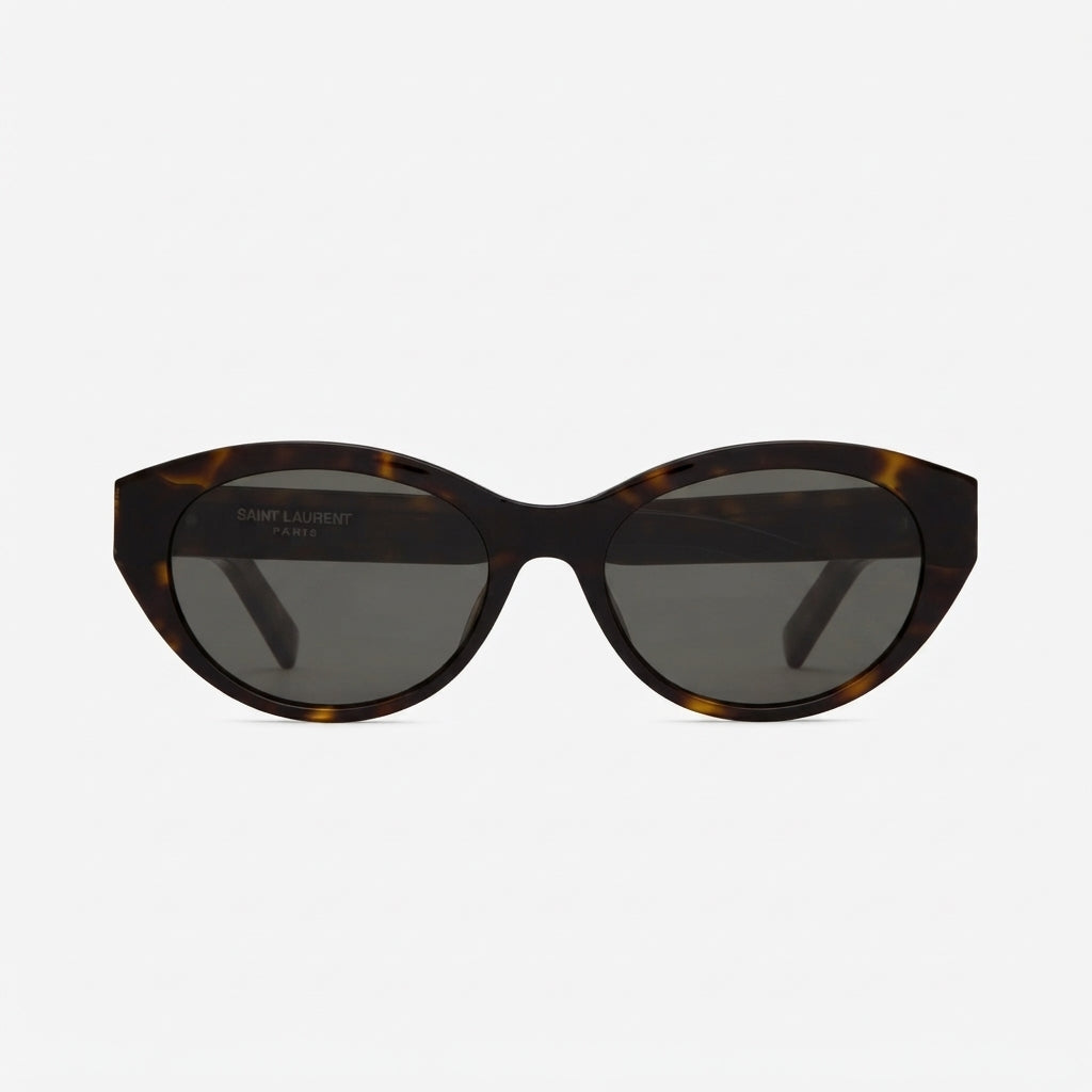 Saint Laurent Women SL M148/F Rounded Cat-Eye Dark Havana, Silver / Grey Sunglasses