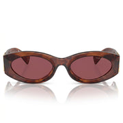 Miu Miu Women MU 11WS Glimpse Oval Striped Tobacco / Dark Violet Sunglasses