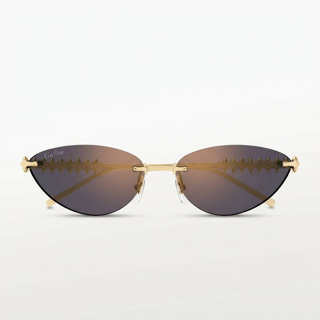 Cartier Clash de C Women Rimless Studded Temple Pink-Grey Gradient Sunglasses