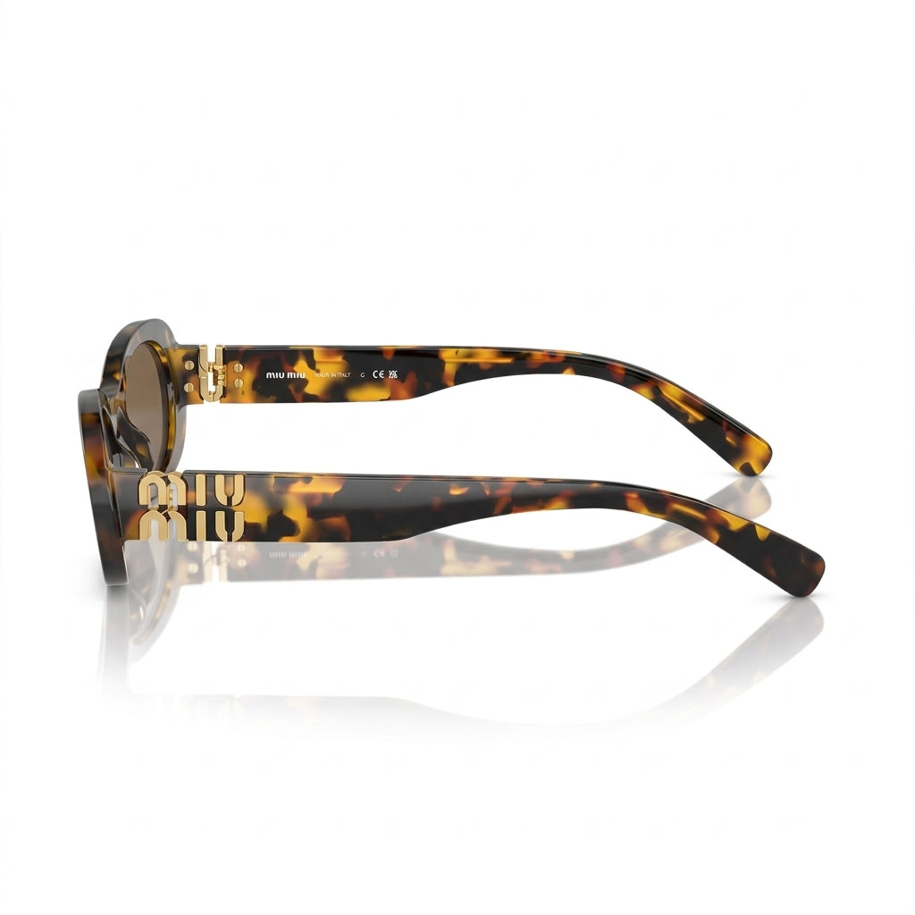 Miu Miu Women Oval Havana / Brown Sunglasses