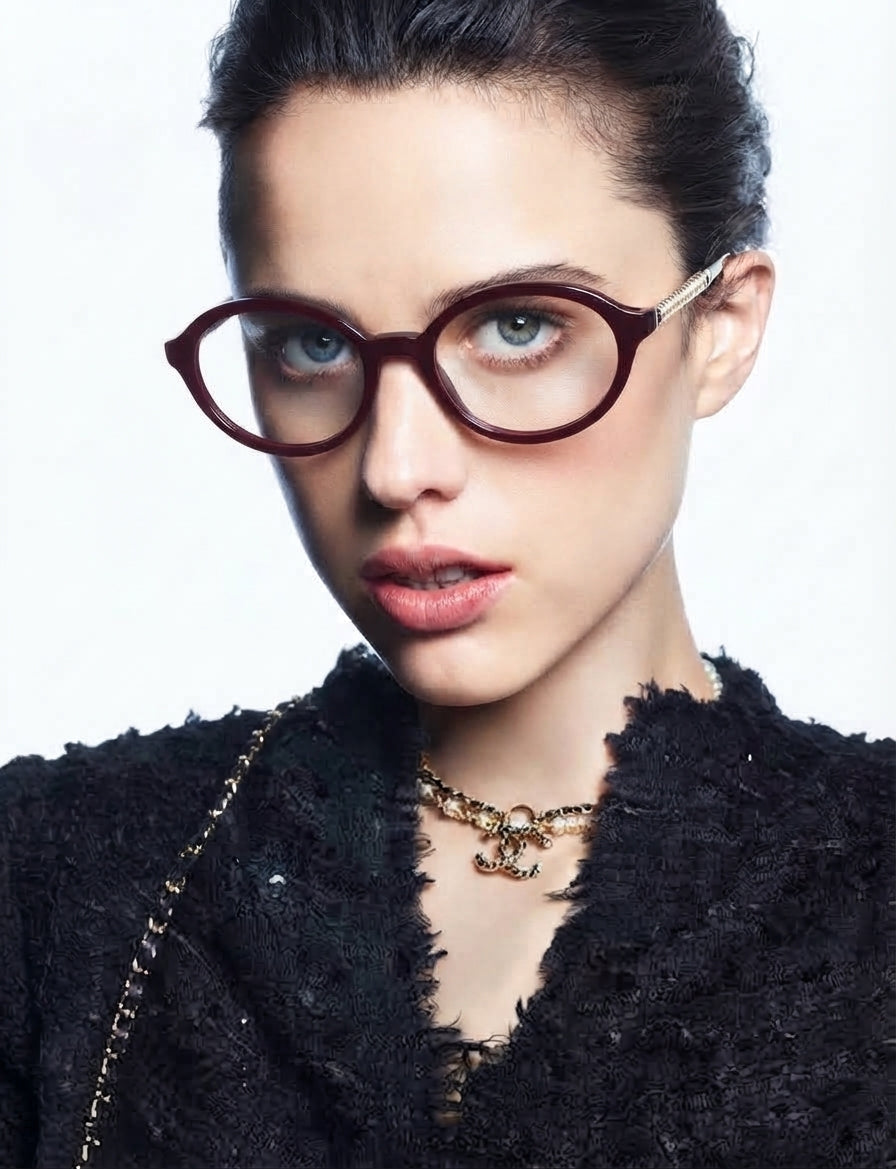 Chanel Women Optical Oval Red Eyeglasses