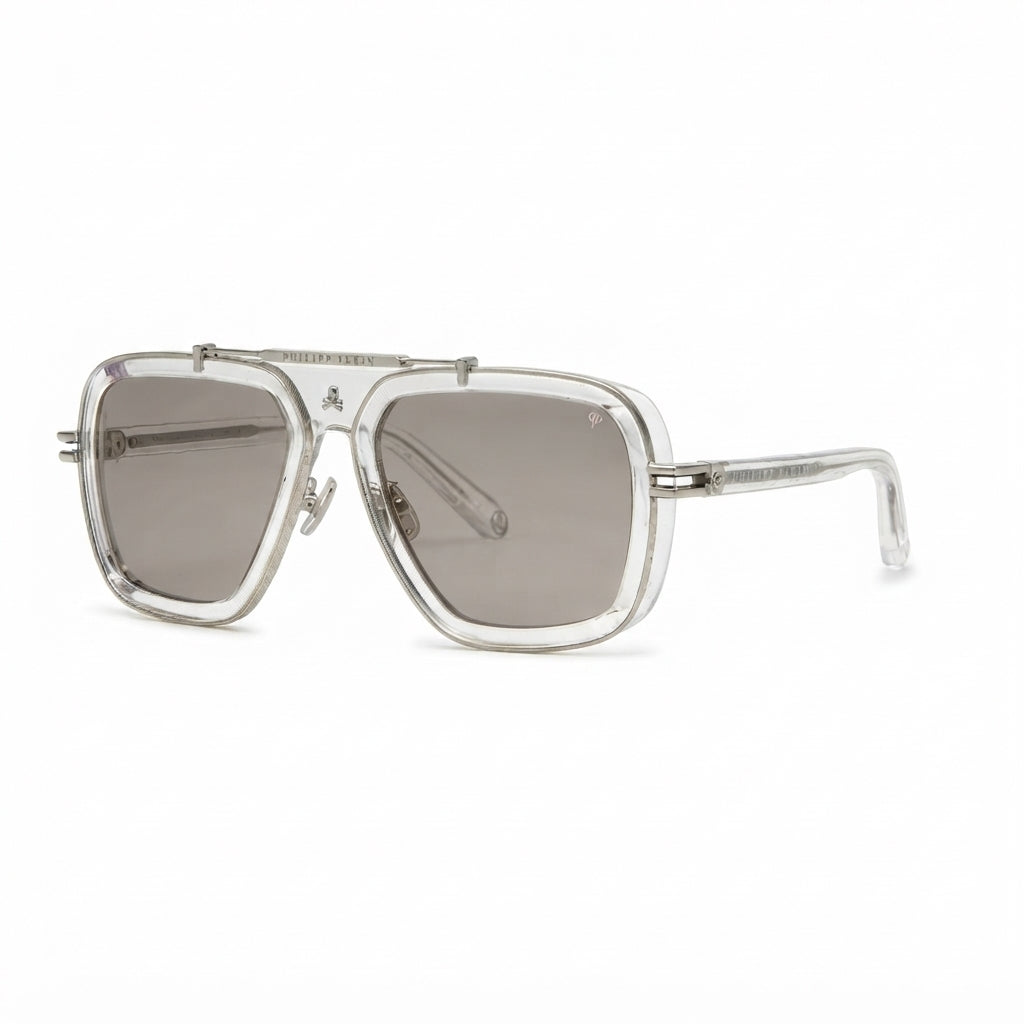 Philipp Plein Men's SPP109V (P79F) Navigator Crystal / Silver Sunglasses