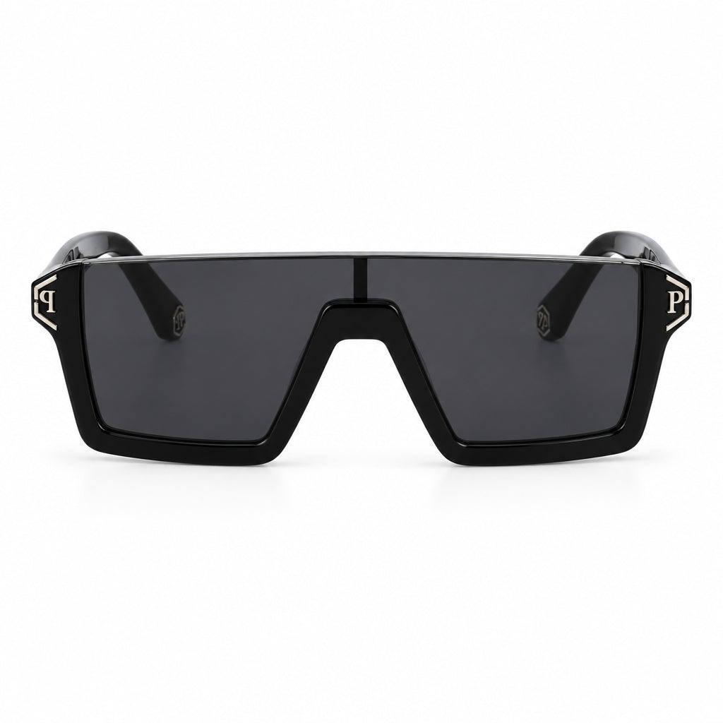 Philipp Plein Men Shelter SPP006M 700G Black / Silver Mirror Sunglasses