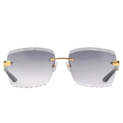 Maybach The Artist III Unisex G-HAS-Z25 White Horn Gold/Grey Diamond-Cut Rimless Luxury Sunglasses