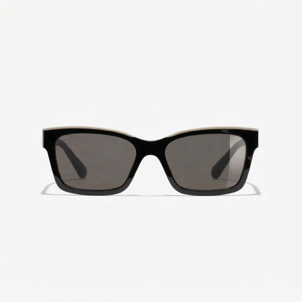 Chanel Women Square Black & Beige Sunglasses
