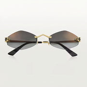 Cartier Panthère de Unisex Rimless Hexagonal Grey Gradient Sunglasses