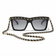 Chanel Women Rectangular Black Sunglasses