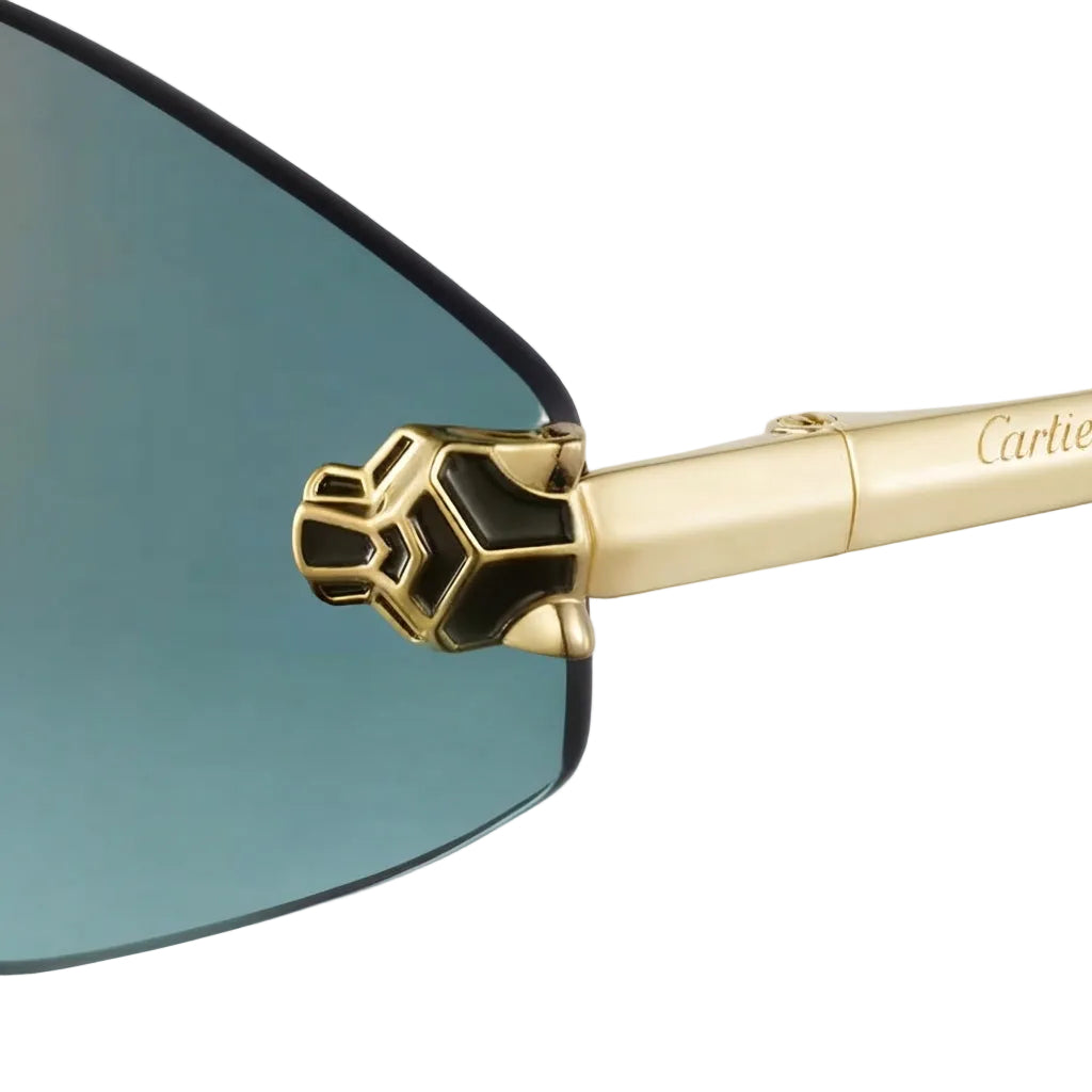 Cartier Panthère de Unisex Rimless Hexagonal Blue Gradient Tint Sunglasses