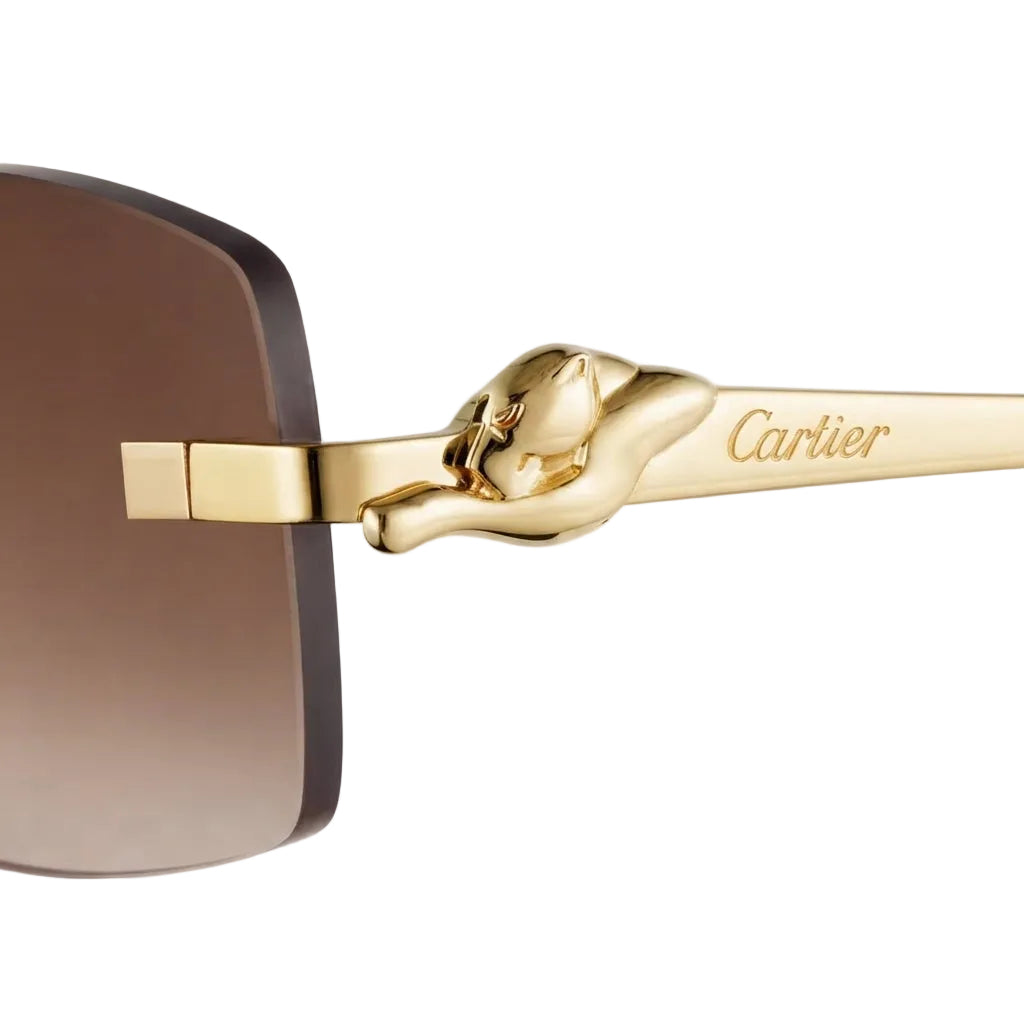 Cartier Panthère De Rimless Unisex Gradient Brown / Smoke Sunglasses