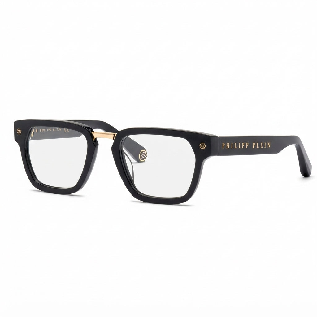 Philipp Plein Men's VPP055W Optical Shiny Black / Gold Eyeglasses
