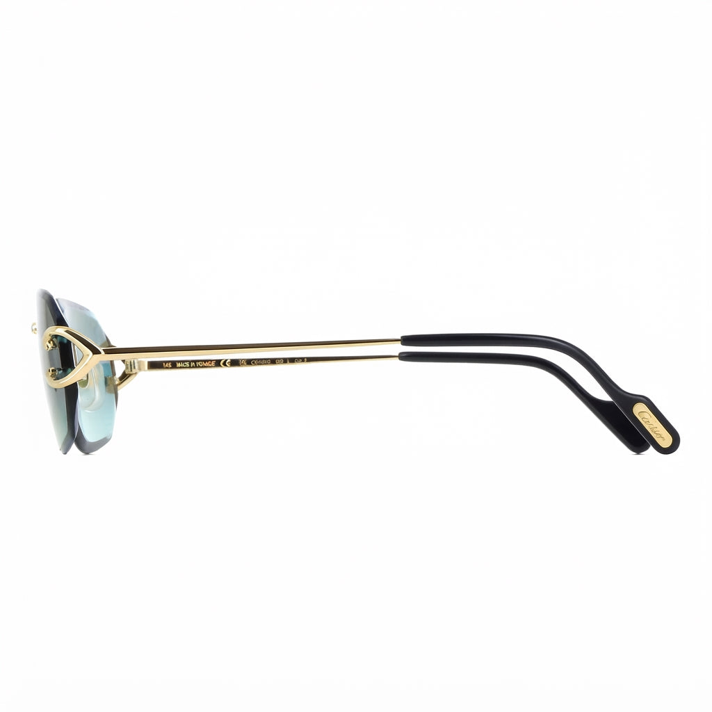 Cartier Premiere de Cartier Unisex Rimless Rectangular Gold/Green Gradient Sunglasses