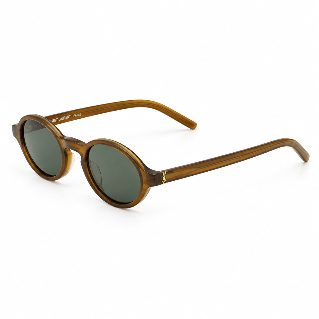 Saint Laurent Unisex SL M161 Oval Transparent Cognac Brown Sunglasses