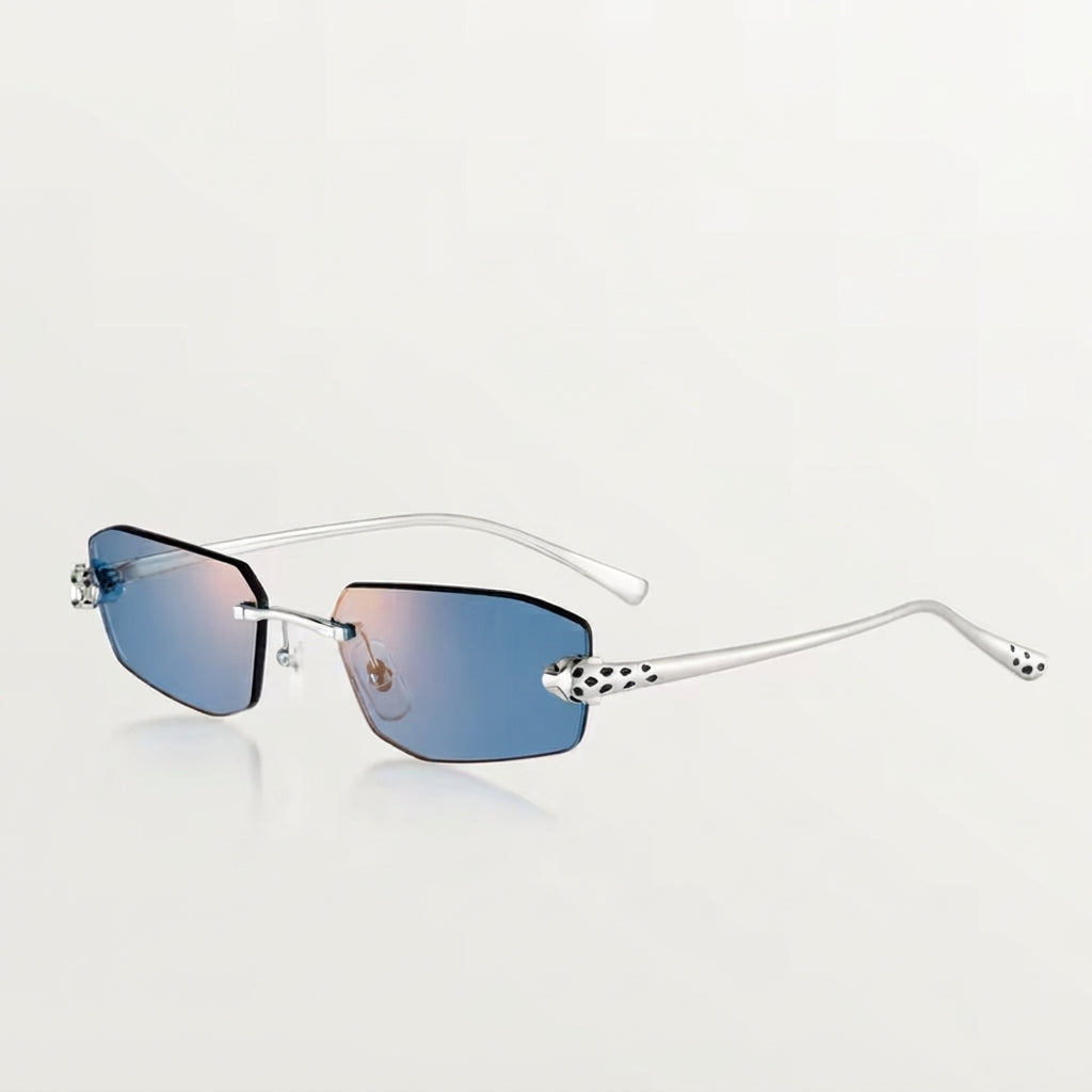 Cartier Panthère de Women Rimless Rectangular Blue Sunglasses