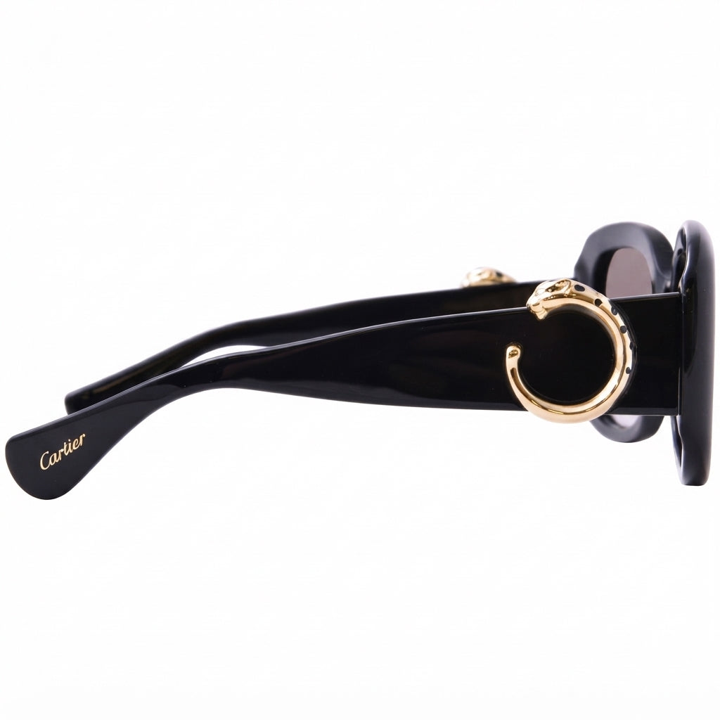 Cartier Panthère de C Women Black/Grey Rectangle Sunglasses