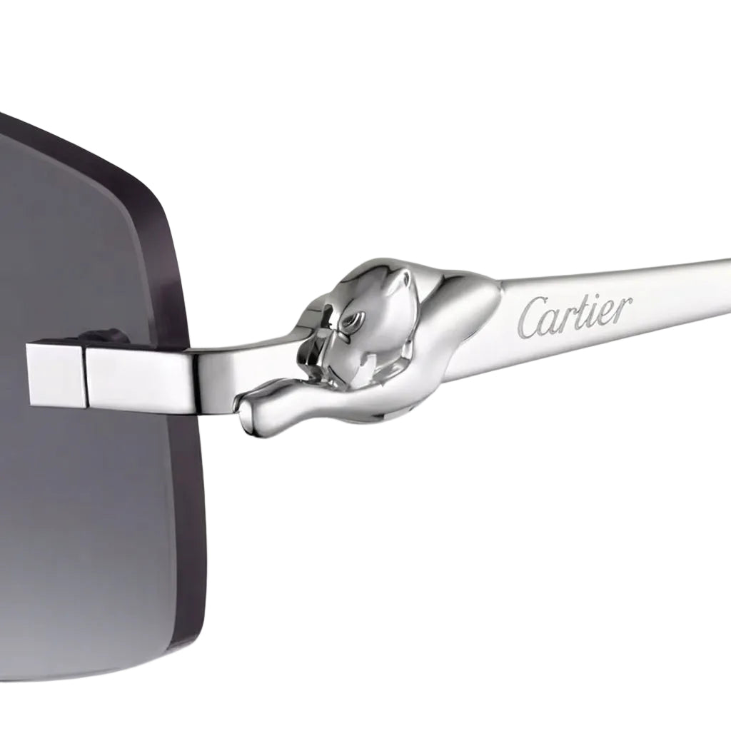 Cartier Panthère De Rimless Unisex Rectangle Grey Gradient Sunglasses